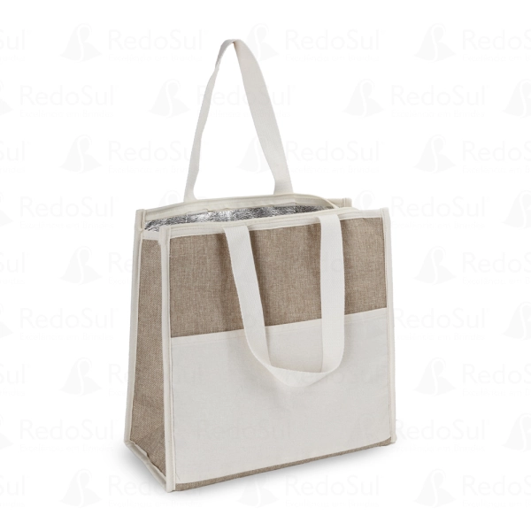 Bolsa Térmica Personalizada em Algodão e Juta Sintética Bolsa Térmica Personalizada em Algodão e Juta Sintética